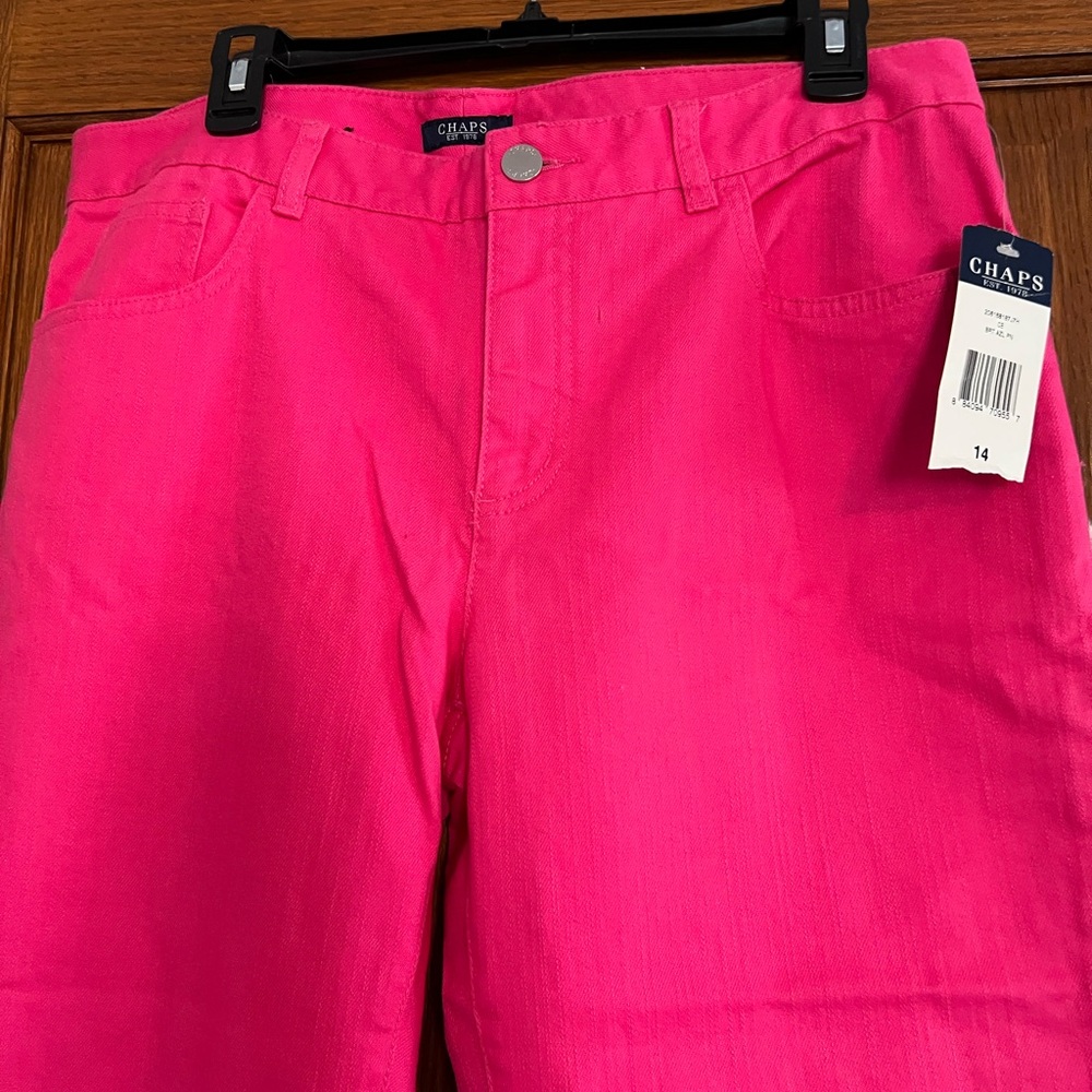 Chaps Ladies Pants 14 Hot Pink Color New With Tags Madden Straight Style